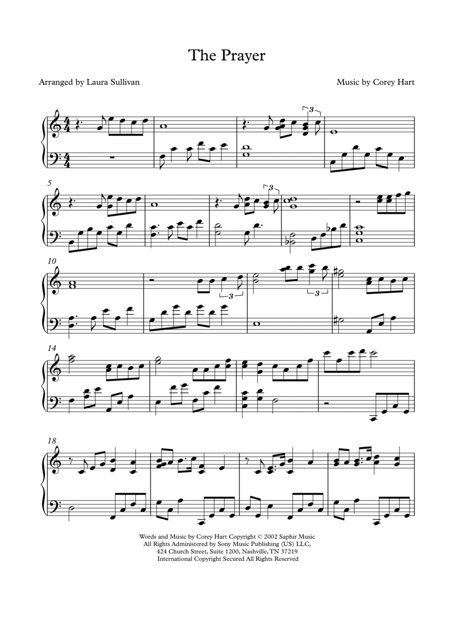 Prayer Piano Solo scores gallery preview page 1