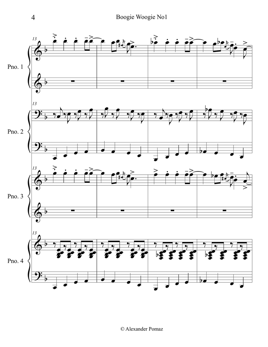 Boogie Woogie No1 Boogie Woogie No1 Piano Duet scores gallery preview page 4