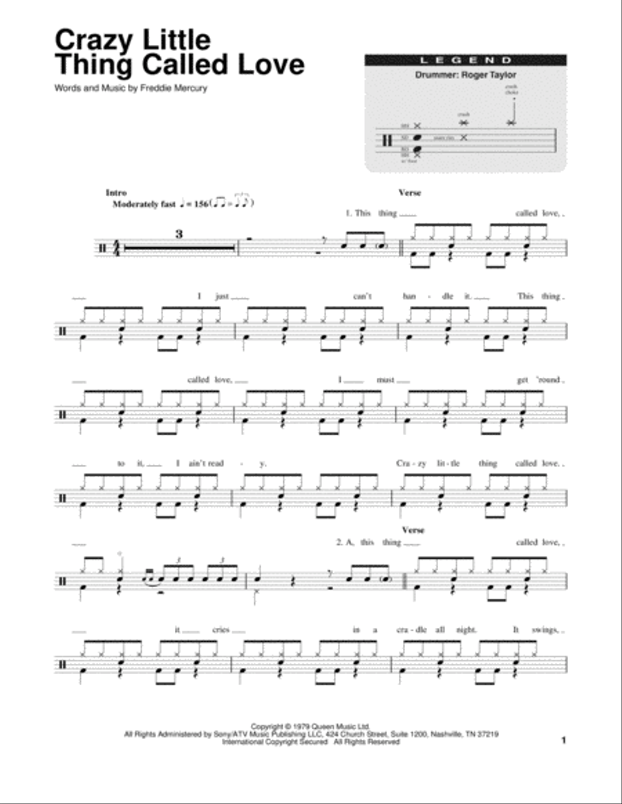 Crazy Little Thing Called Love Drum Set scores gallery preview page 1