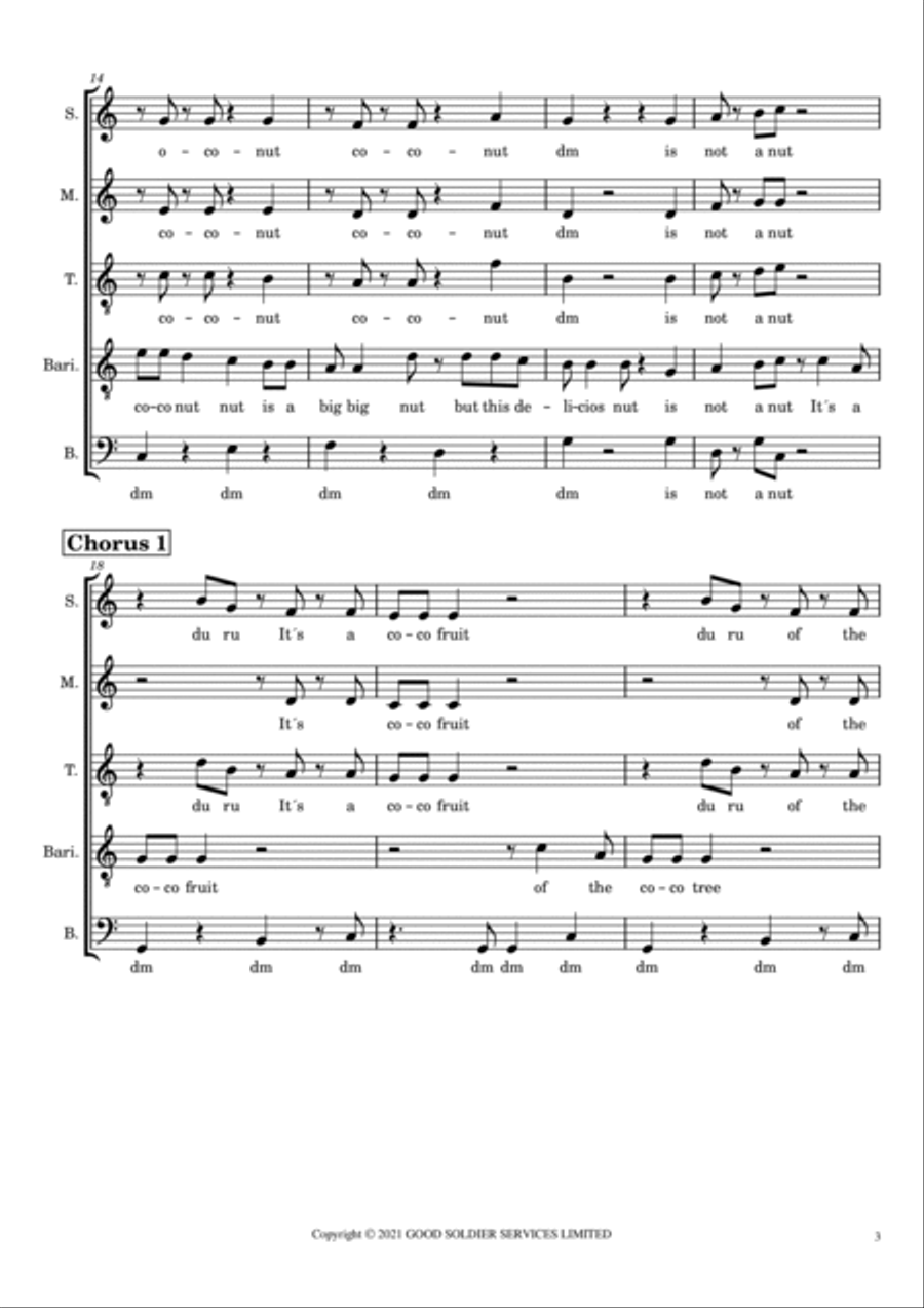 The Coconut Nut (the Coconut Song) 4-Part scores gallery preview page 3
