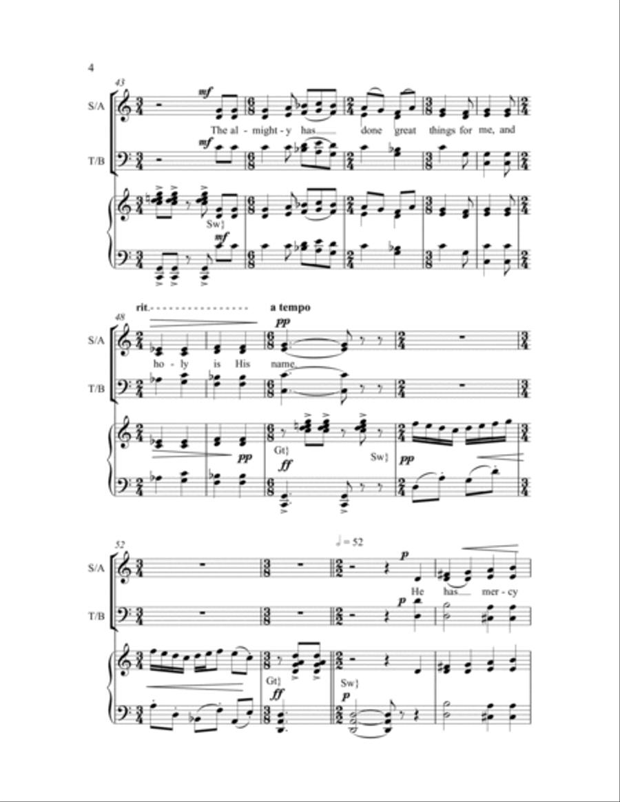 Mary's Song (Magnificat) 4-Part scores gallery preview page 4
