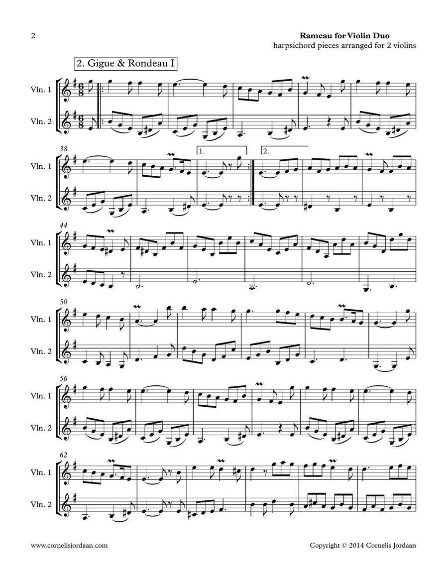 Rameau for Violin Duo Rameau for Violin Duo String Duet scores gallery preview page 2