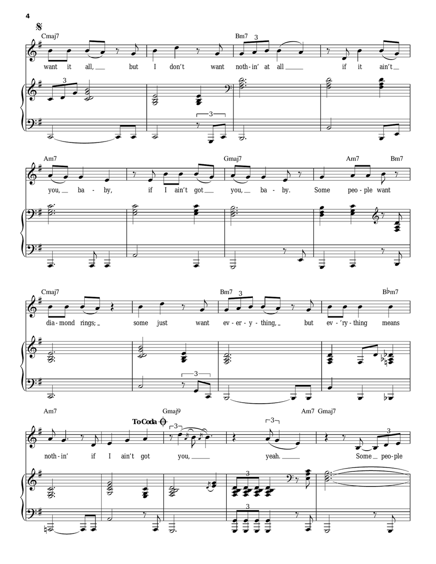 If I Ain't Got You Piano, Vocal scores gallery preview page 4