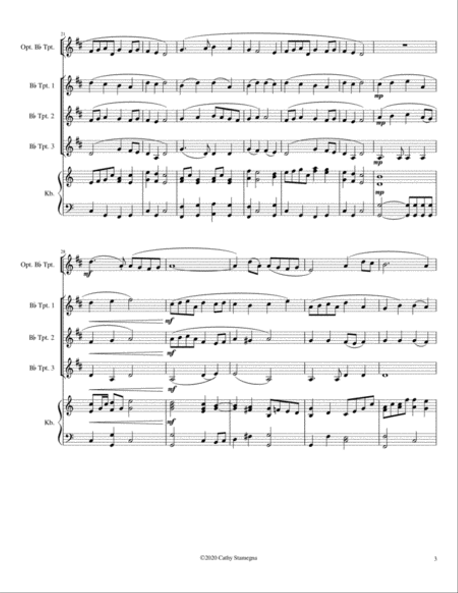 Jesus Christ is Risen Today with Ye Watchers and Ye Holy Ones (Bb Trumpet Trio or Quartet), Acc. Trumpet Trio scores gallery preview page 4
