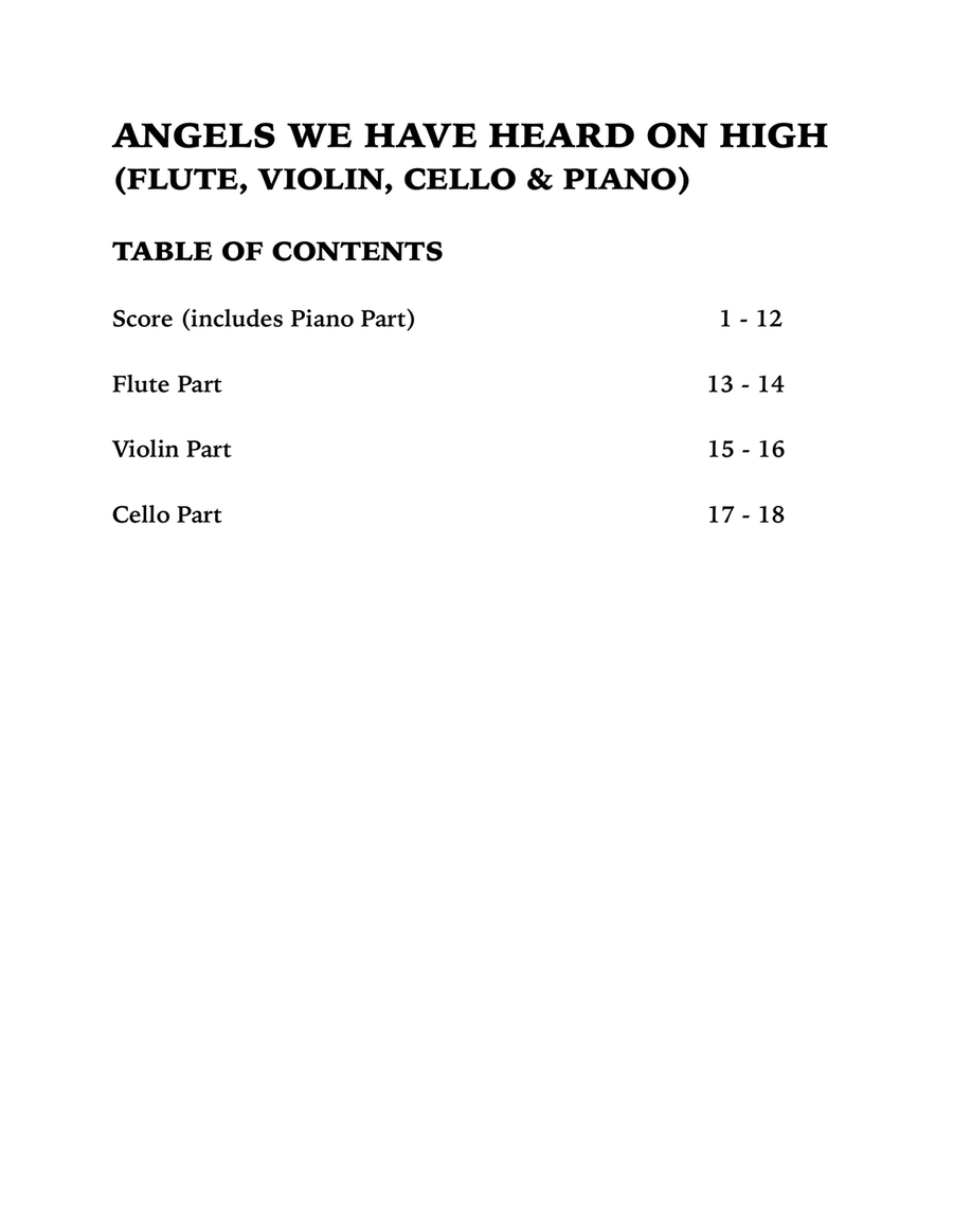 Angels We Have Heard on High (Quartet for Flute, Violin, Cello and Piano) image number null