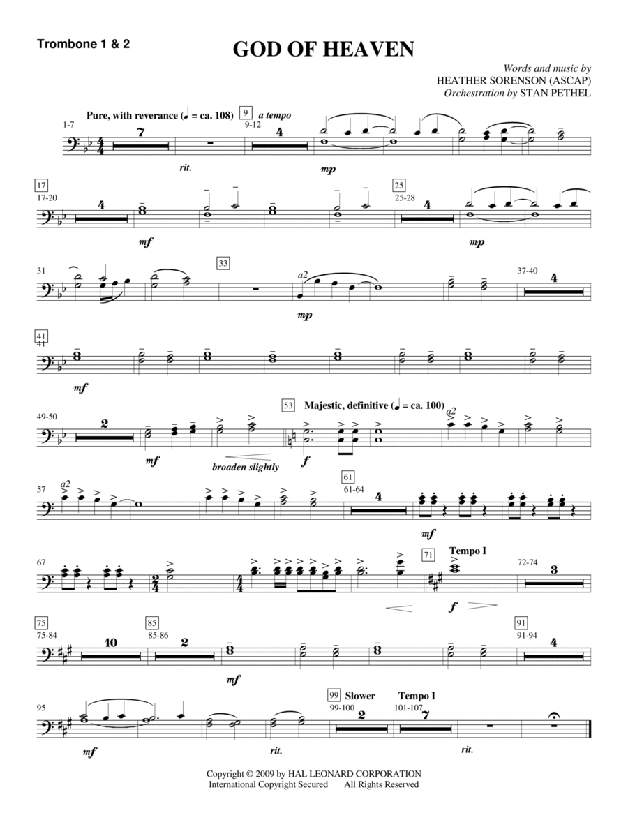 God Of Heaven - Trombone 1 & 2 Choir scores gallery preview page 1