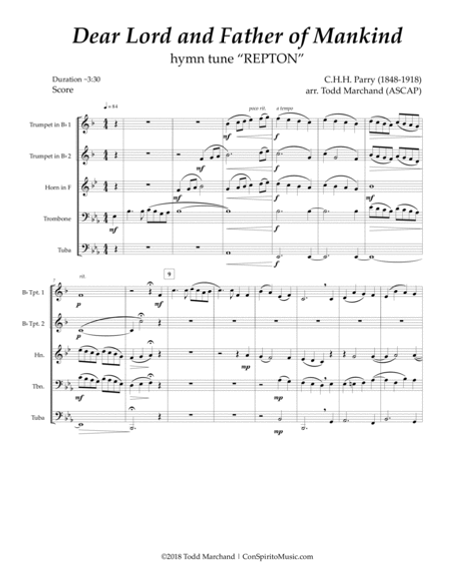 Dear Lord and Father of Mankind (REPTON) - brass quintet Brass Quintet scores gallery preview page 3
