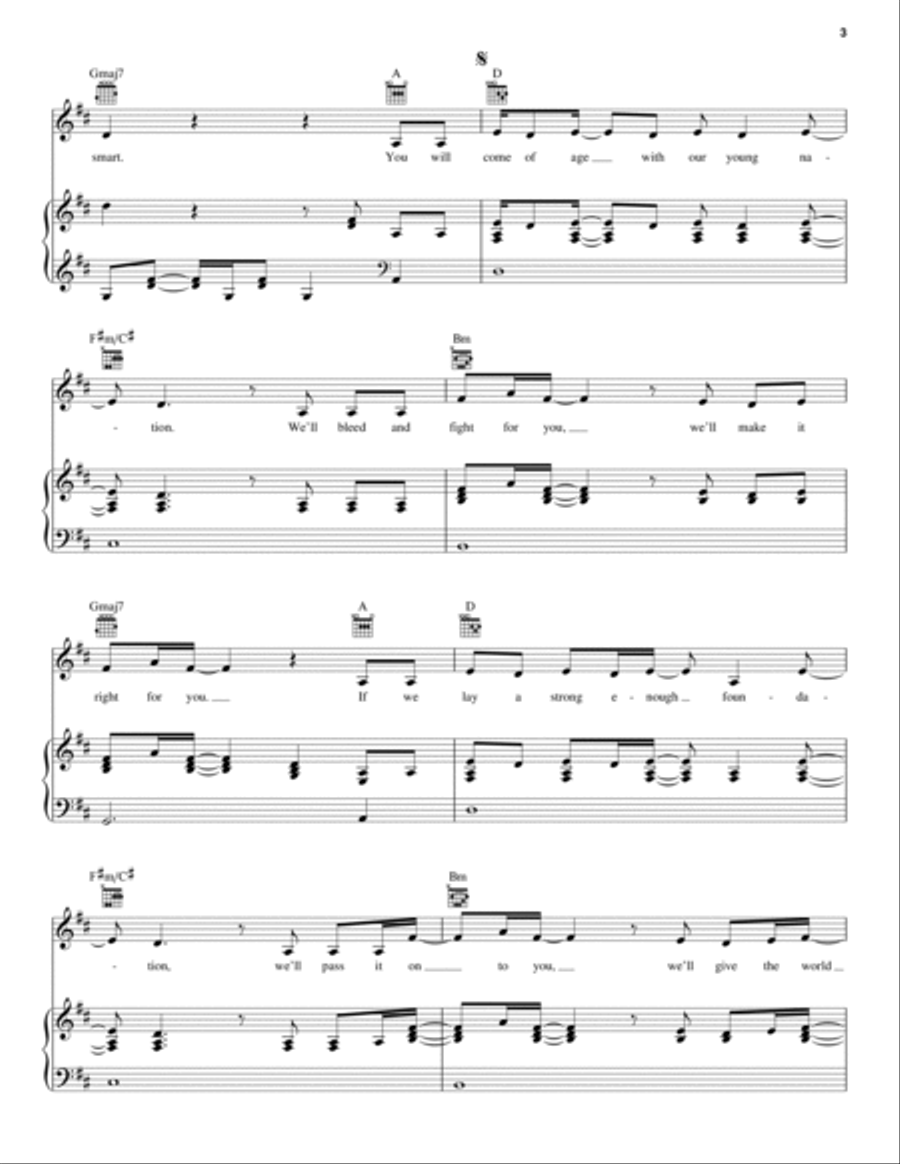 Dear Theodosia Piano, Vocal, Guitar scores gallery preview page 3