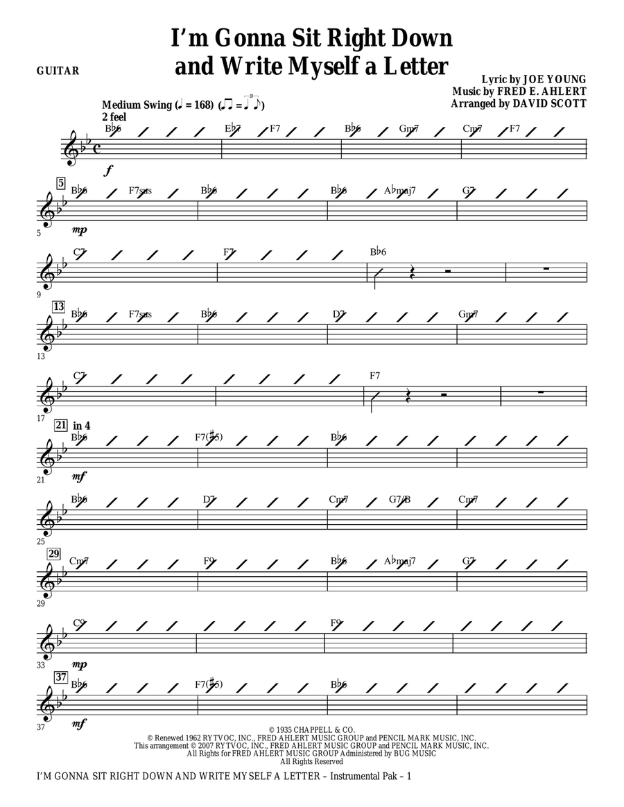 I'm Gonna Sit Right Down And Write Myself A Letter - Guitar Choir scores gallery preview page 1