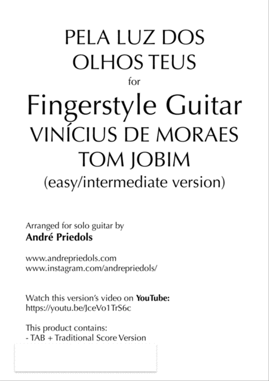Pela Luz Dos Olhos Teus Guitar Tablature scores gallery preview page 1