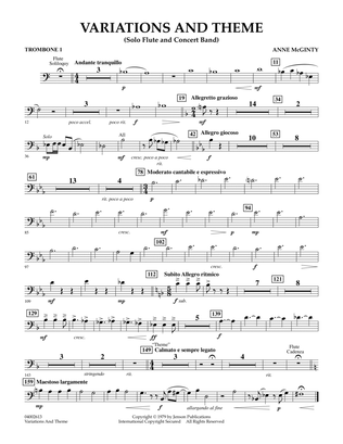 Book cover for Variations And Theme (for Flute Solo And Band) - Trombone 1