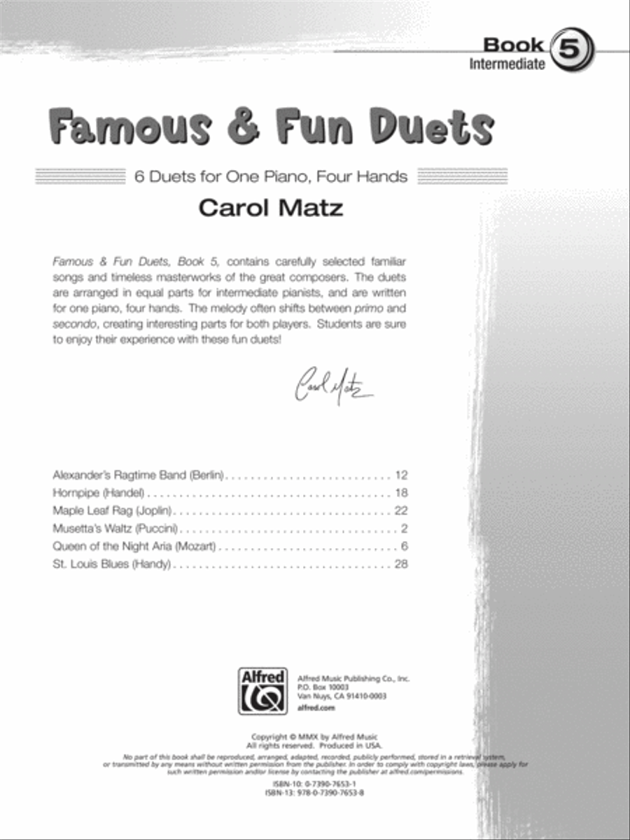 Famous & Fun Duets, Book 5 Small Ensemble scores gallery preview page 2