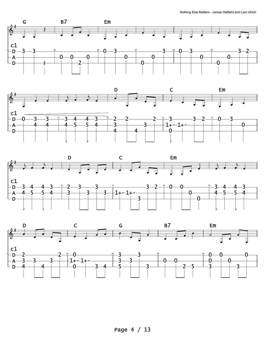 Nothing Else Matters Dulcimer scores gallery preview page 4