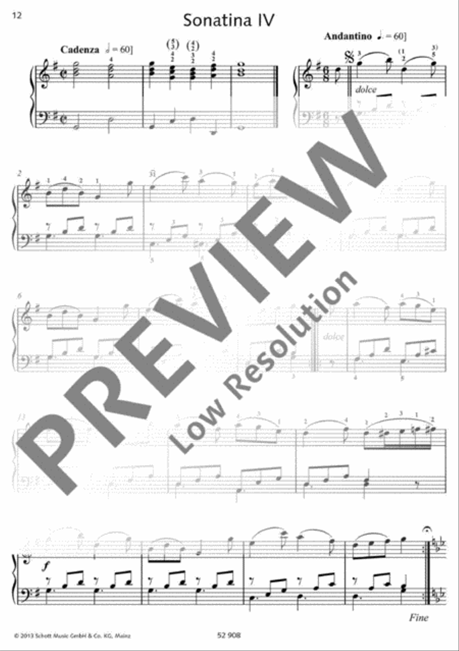 12 Easy and progressive Sonatinas Piano Solo scores gallery preview page 13