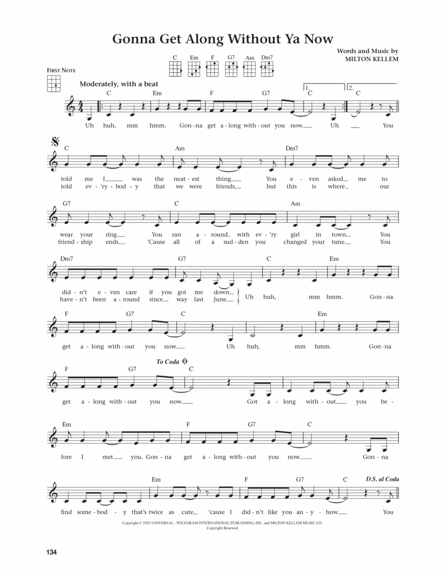 Gonna Get Along Without Ya Now (from The Daily Ukulele) (arr. Jim Beloff) Ukulele scores gallery preview page 1