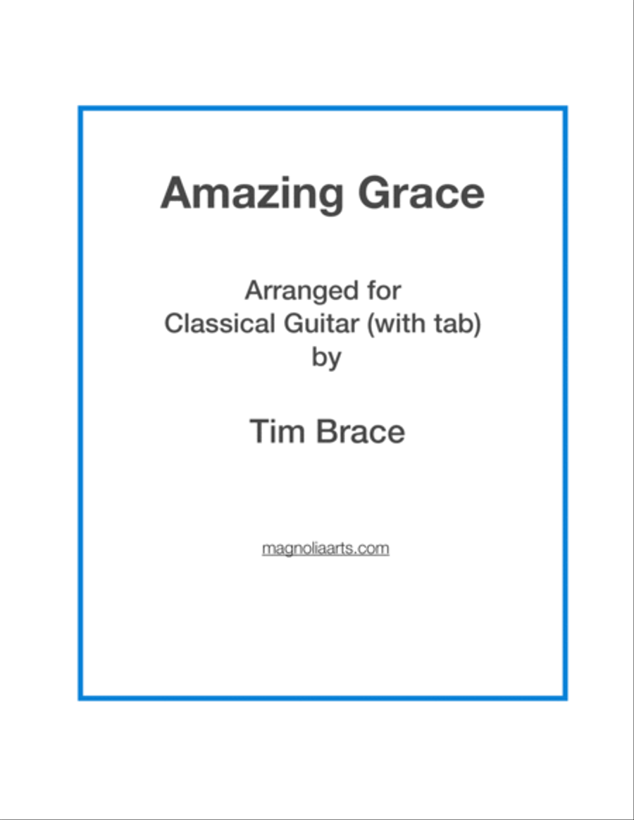 Amazing Grace for solo guitar - score and tab Guitar Tablature scores gallery preview page 1