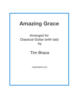 Amazing Grace for solo guitar - score and tab