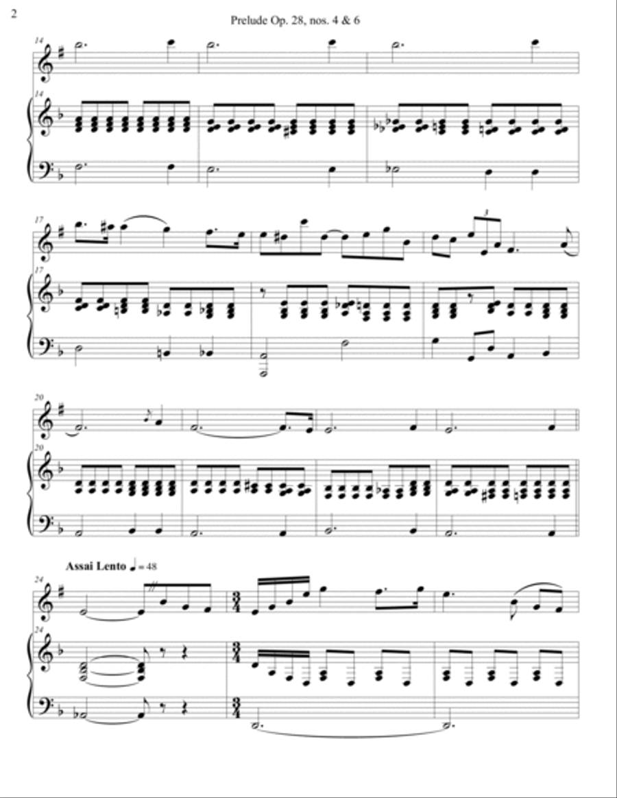 Preludes nos. 4&6 from Opus 28 Tenor Saxophone scores gallery preview page 2