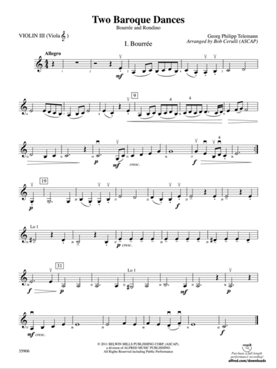 Two Baroque Dances: 3rd Violin (Viola [TC]) String Orchestra scores gallery preview page 1