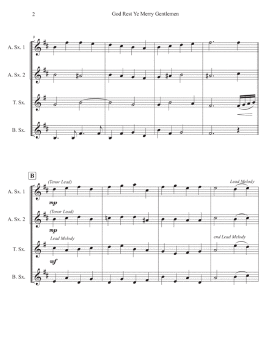 God Rest Ye Merry Gentlemen for Swinging' Saxes Woodwind Ensemble scores gallery preview page 2