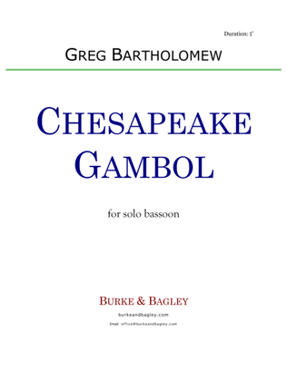 Book cover for Chesapeake Gambol for solo bassoon