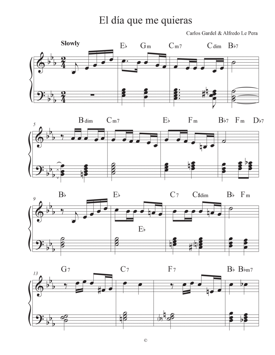 El día que me quieras Easy Piano scores gallery preview page 1