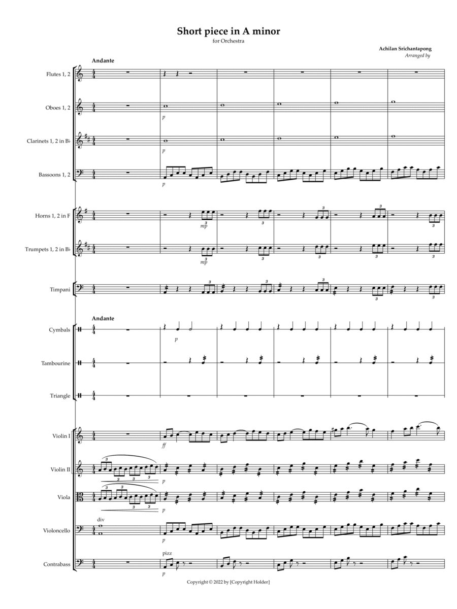 Short piece for Orchestra in A minor Full Orchestra scores gallery preview page 1