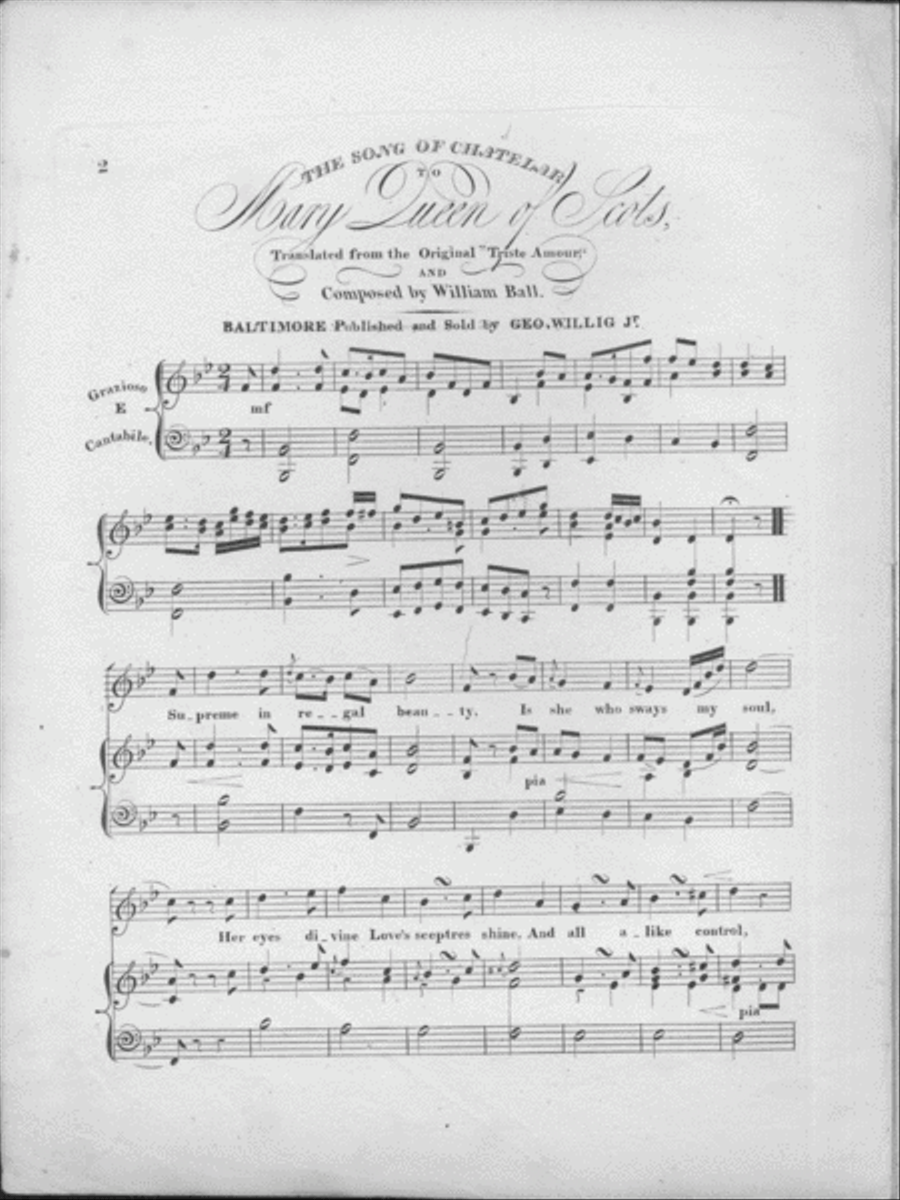 The Song of Chatelar, to Mary Queen of Scots Lute scores gallery preview page 2