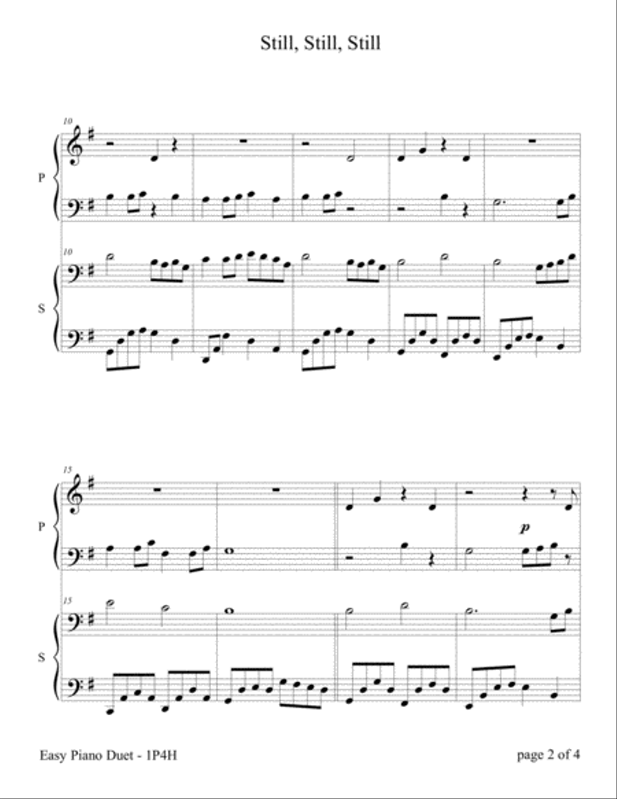 Still, Still, Still (Easy Piano Duet; 1 Piano, 4 Hands) Easy Piano scores gallery preview page 5