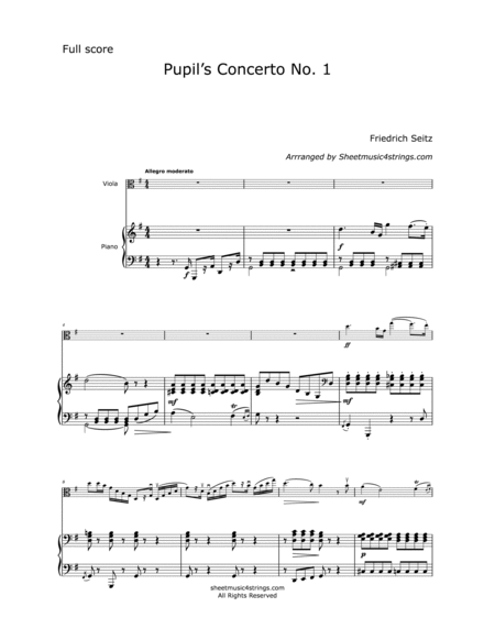 Seitz - Concerto No. 1, Arranged for Viola and Piano image number null