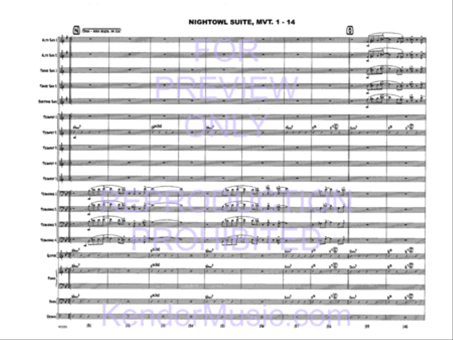 Nightowl Suite, Movement 1 (11 p.m. - Searching For Birdland) Jazz Ensemble scores gallery preview page 16