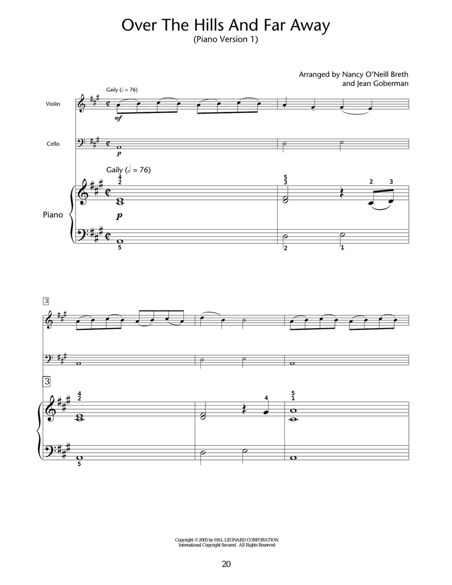 Over The Hills And Far Away Piano Trio scores gallery preview page 1