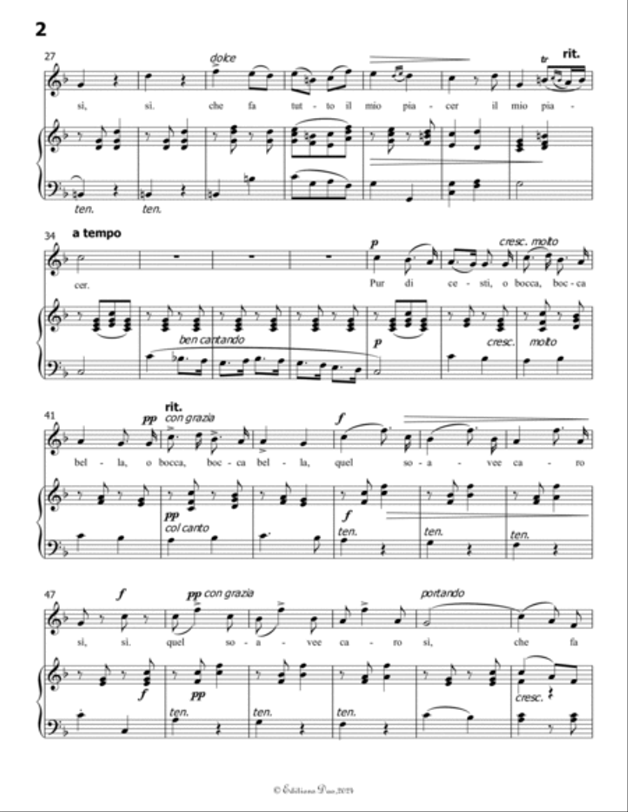 Pur dicesti,o bocca bella, by Antonio Lotti, in F Major Voice scores gallery preview page 4