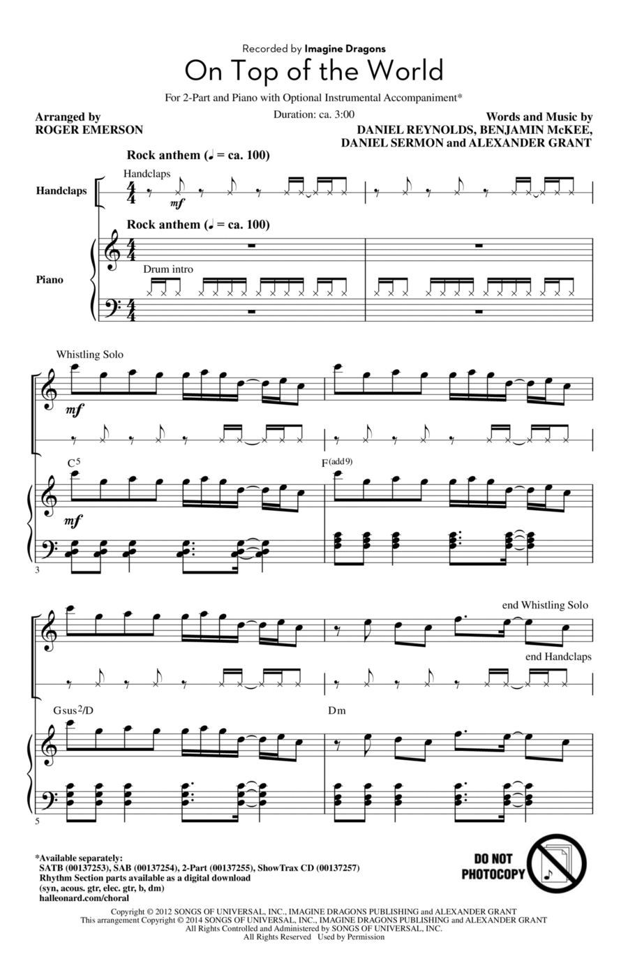 On Top Of The World 2-Part scores gallery preview page 1