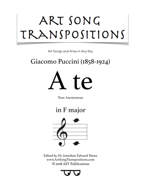 PUCCINI: A te (transposed to F major)