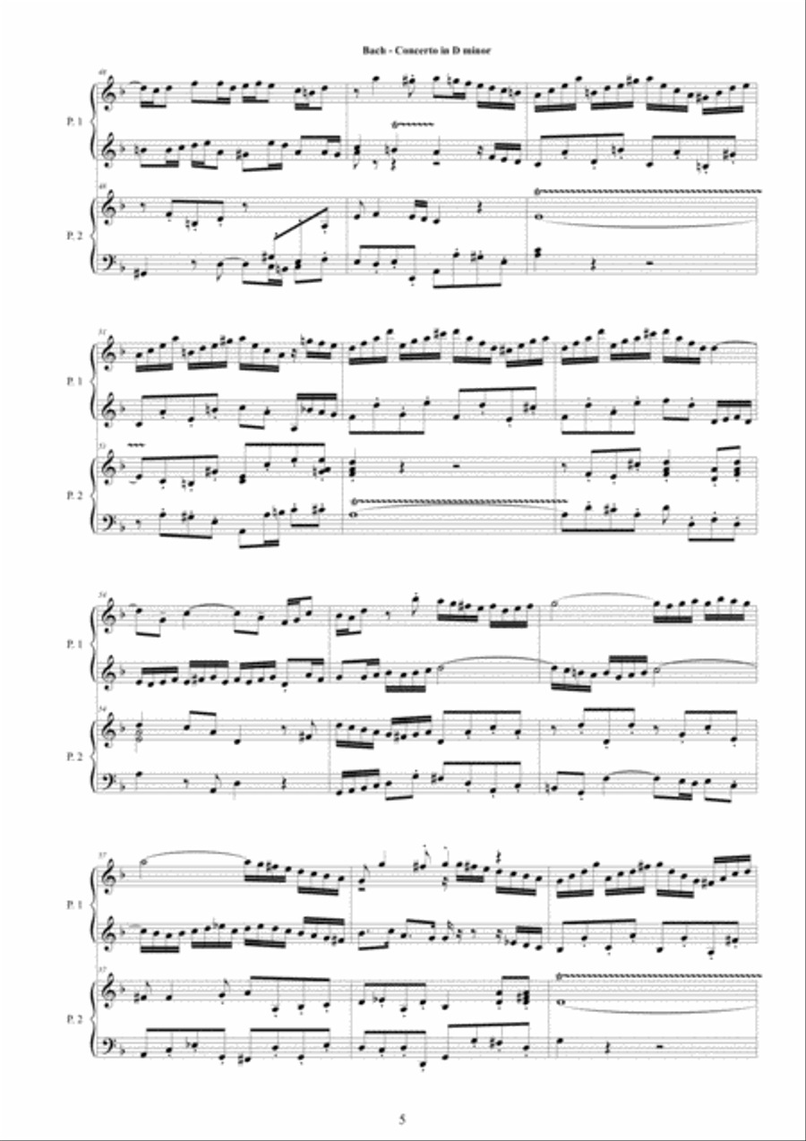 Concerto in D minor BWV 1043 for Piano Duet - Complete Concerto in D minor BWV 1043 for Piano Duet - Complete Piano scores gallery preview page 5