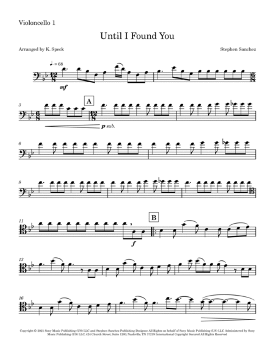 Until I Found You Cello scores gallery preview page 4