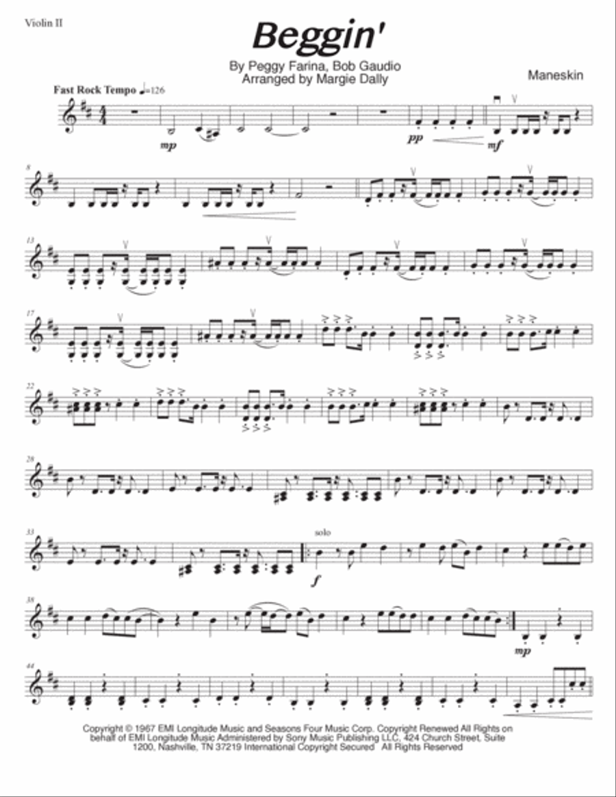 Beggin' Beggin' String Quartet scores gallery preview page 3