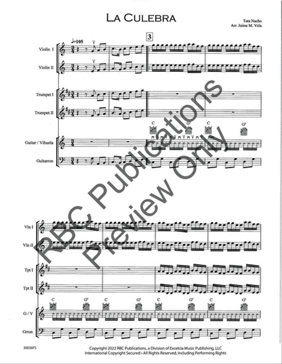 La Culebra Mariachi (Score) Trumpet scores gallery preview page 3