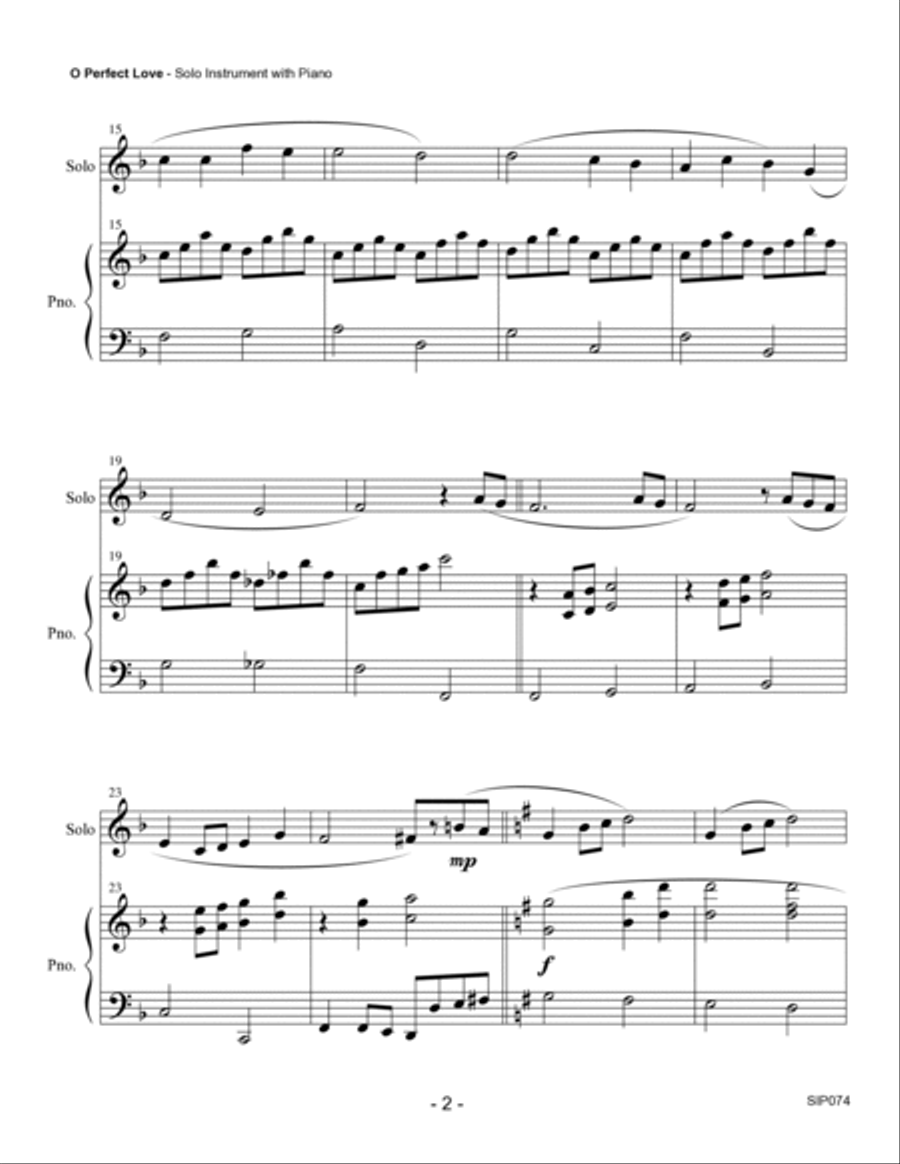 O PERFECT LOVE - SOLO INSTRUMENT with Piano Accompaniment (any Brass, Woodwind, String or Mallet Per Large Ensemble scores gallery preview page 2