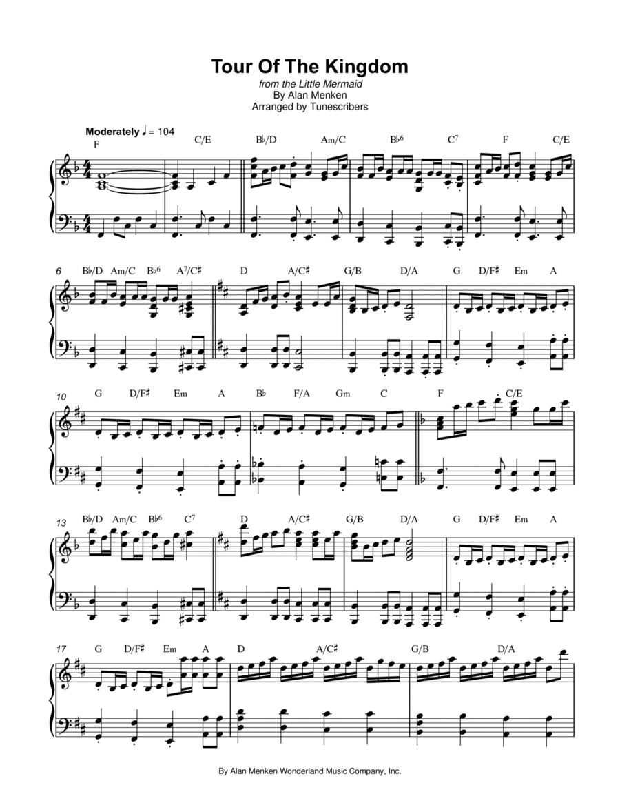 Tour Of The Kingdom, from The Little Mermaid Piano Solo scores gallery preview page 1