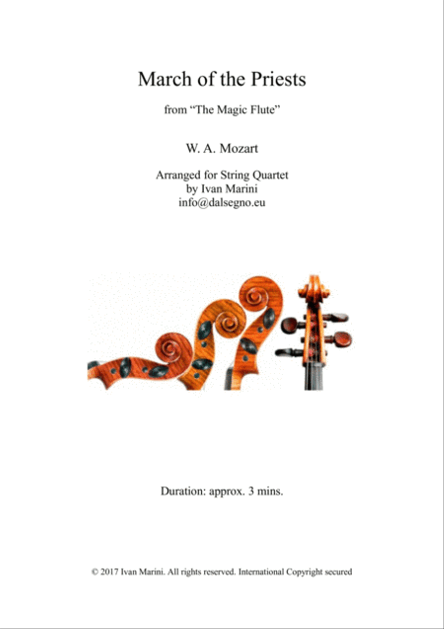 MARCH OF THE PRIESTS (from The Magic Flute by W. A. Mozart) - for String Quartet or Orchestra String Quartet scores gallery preview page 1