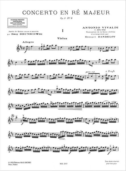 Concerto en Re Majeur Op.3, N 9