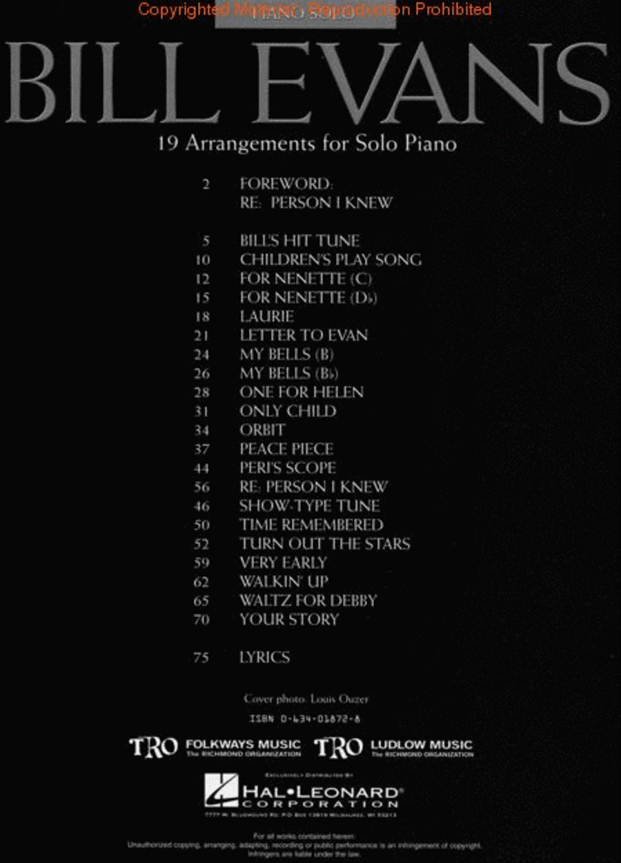 Bill Evans – 19 Arrangements for Solo Piano Piano Solo scores gallery preview page 2