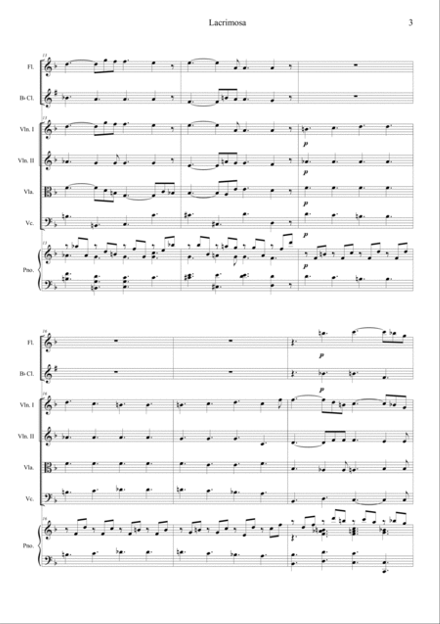 Mozart: Requiem K.626 6.Lacrimosa Orchestra scores gallery preview page 3