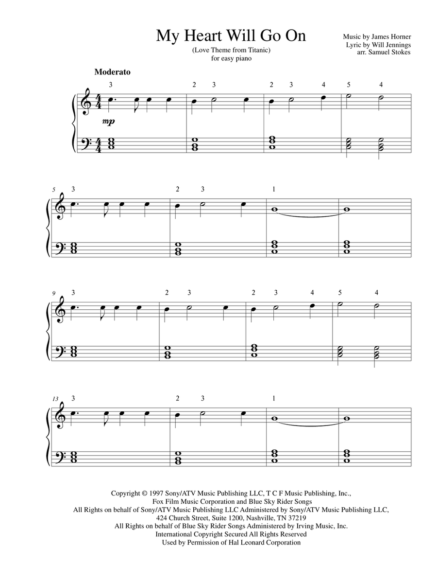 Easy titanic piano on sale