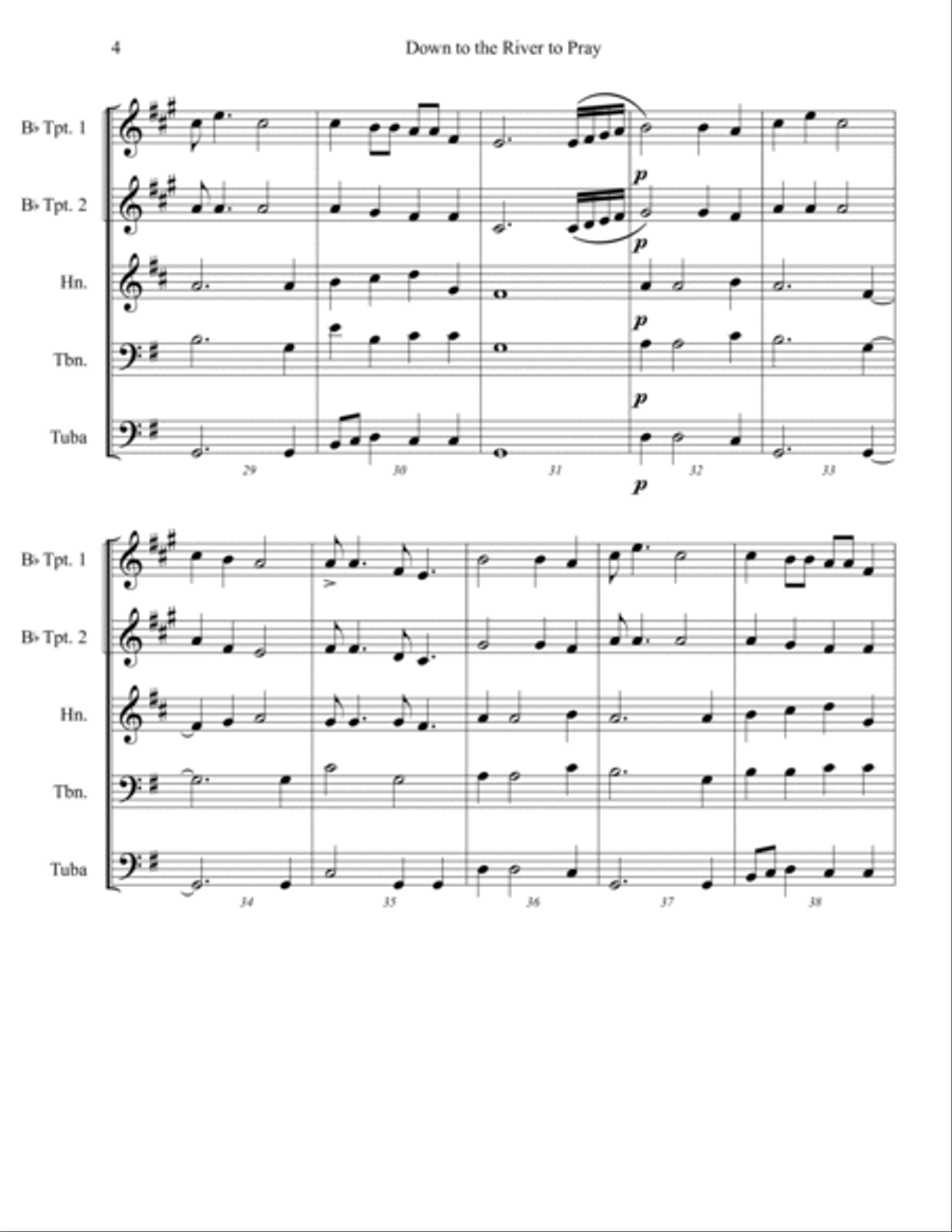 Down to the River to Pray Brass Ensemble scores gallery preview page 6