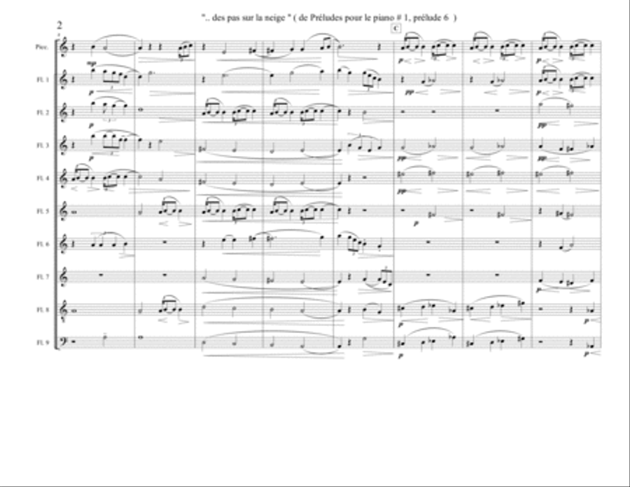Footprints in the Snow by Debussy arr. for flute choir / ensemble Flute Choir scores gallery preview page 5