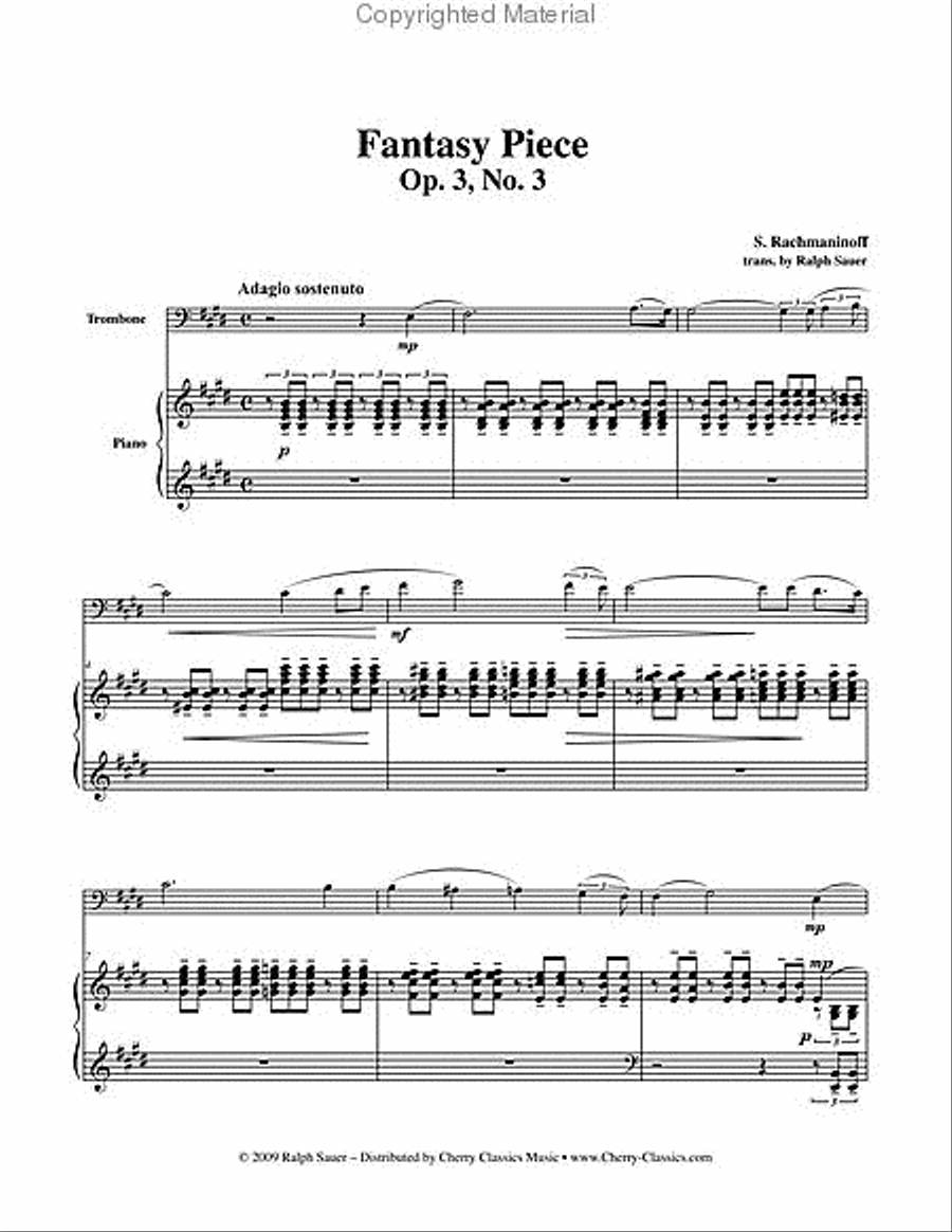 Fantasy Piece Op. 3 No. 3 for Trombone & Piano Piano Accompaniment scores gallery preview page 2