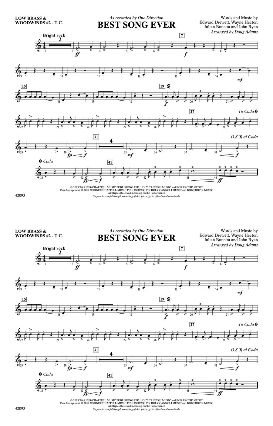 Best Song Ever: Low Brass & Woodwinds #2 - Treble Clef